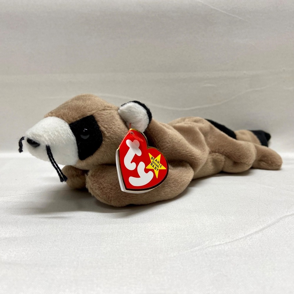 Vintage Ty Beanie Babies Ringo Baby Raccoon Retired 1995 Plush PVC Rare See Tags - Picture 1 of 16